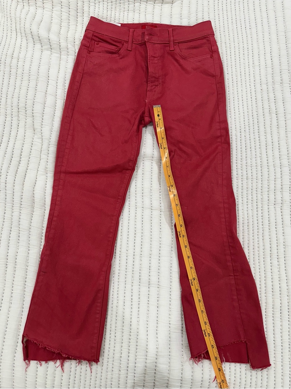 Mother Waxed Denim Red Jeans